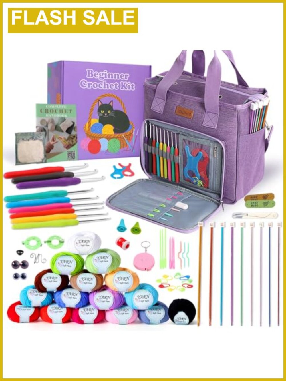 Crochet Kit for Beginner Adults All Inclusive Set 99 Projects Hooks Yarn